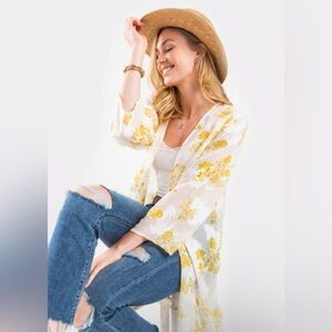 💚💛💎Floral Sheer Kimono Cardigan